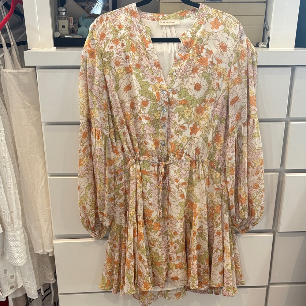By Together Orange and Green Floral Dress